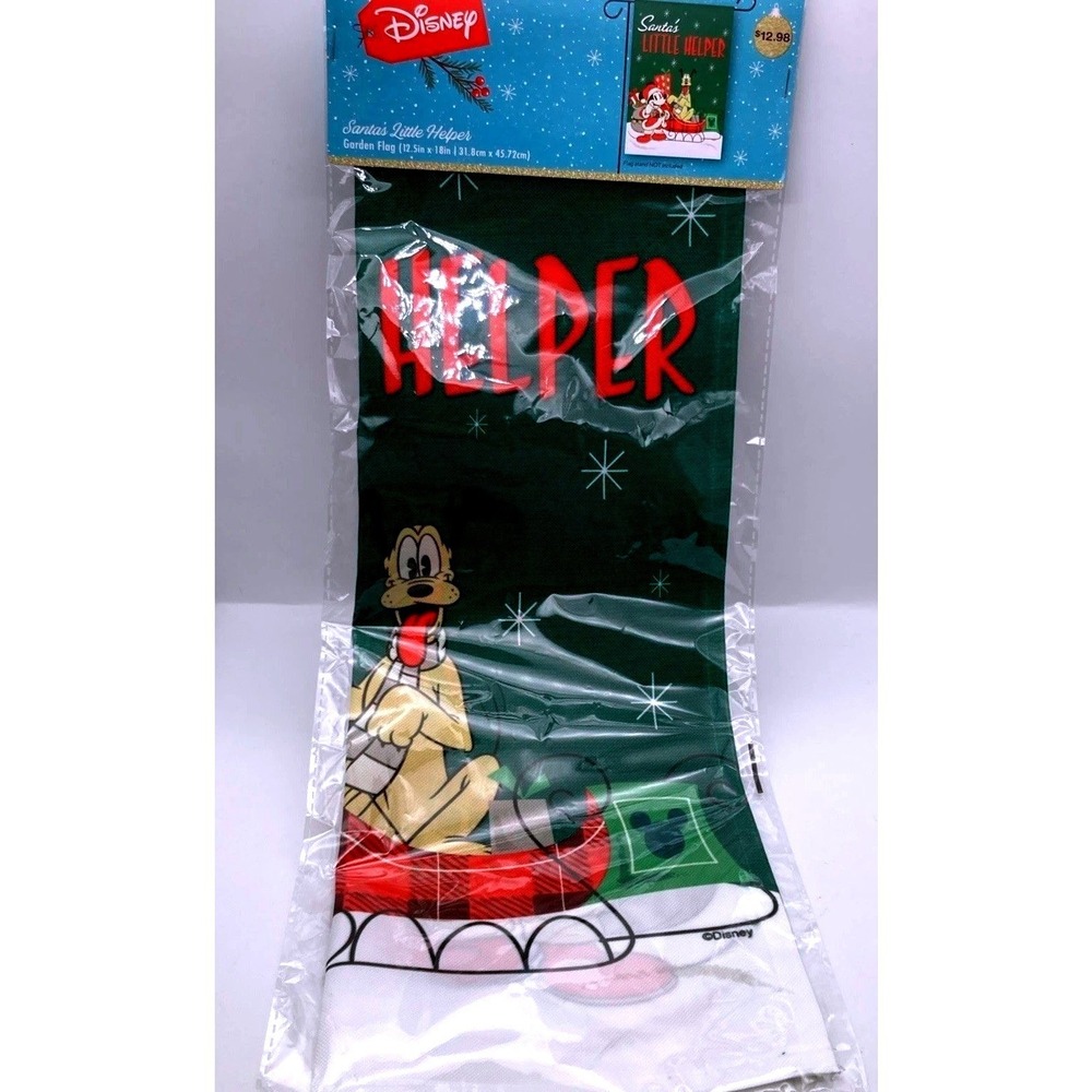 Disney 1.04-ft W x 1.5-ft H Christmas Garden Flag - Santa's Little Helper Mickey